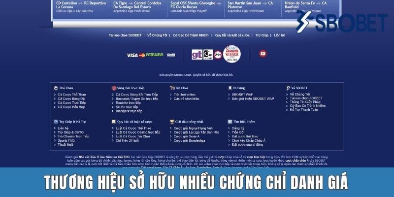 Thương hiệu sở hữu nhiều chứng chỉ danh giá