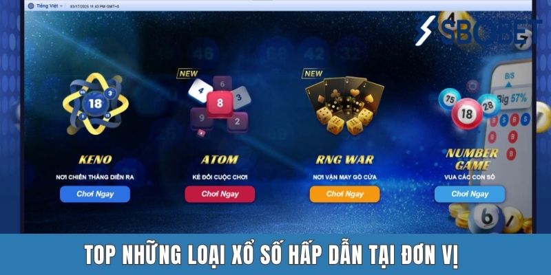 Top những loại xổ số hấp dẫn tại đơn vị